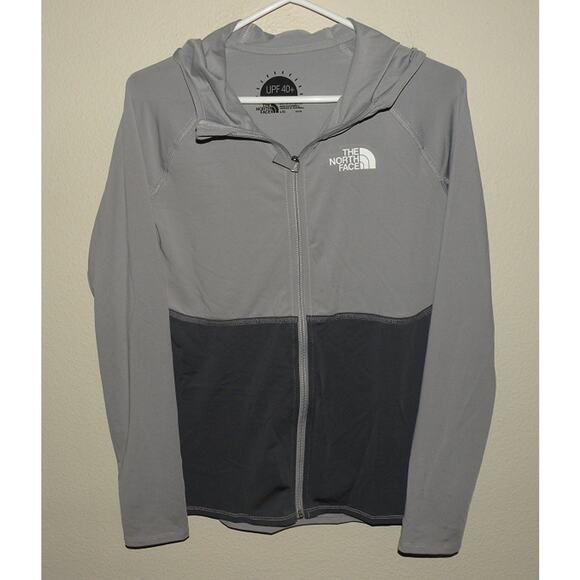 The North Face UPF 40+ Boys Large 14/16 Zip Hooded Sweatshirt Lightweight Gray - Picture 1 of 3